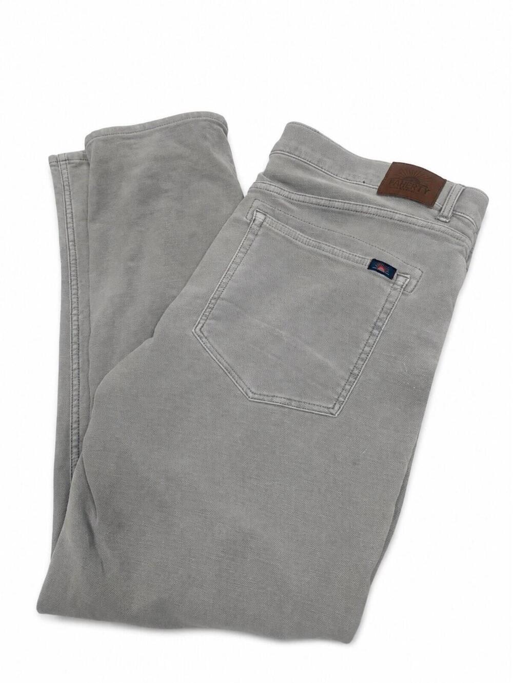 Faherty Stretch Terry 5 Pocket Pants Mens 38x30 Slate Gray Straight Leg Casual